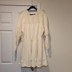 Anthropologie Cream Long Sleeve Dress